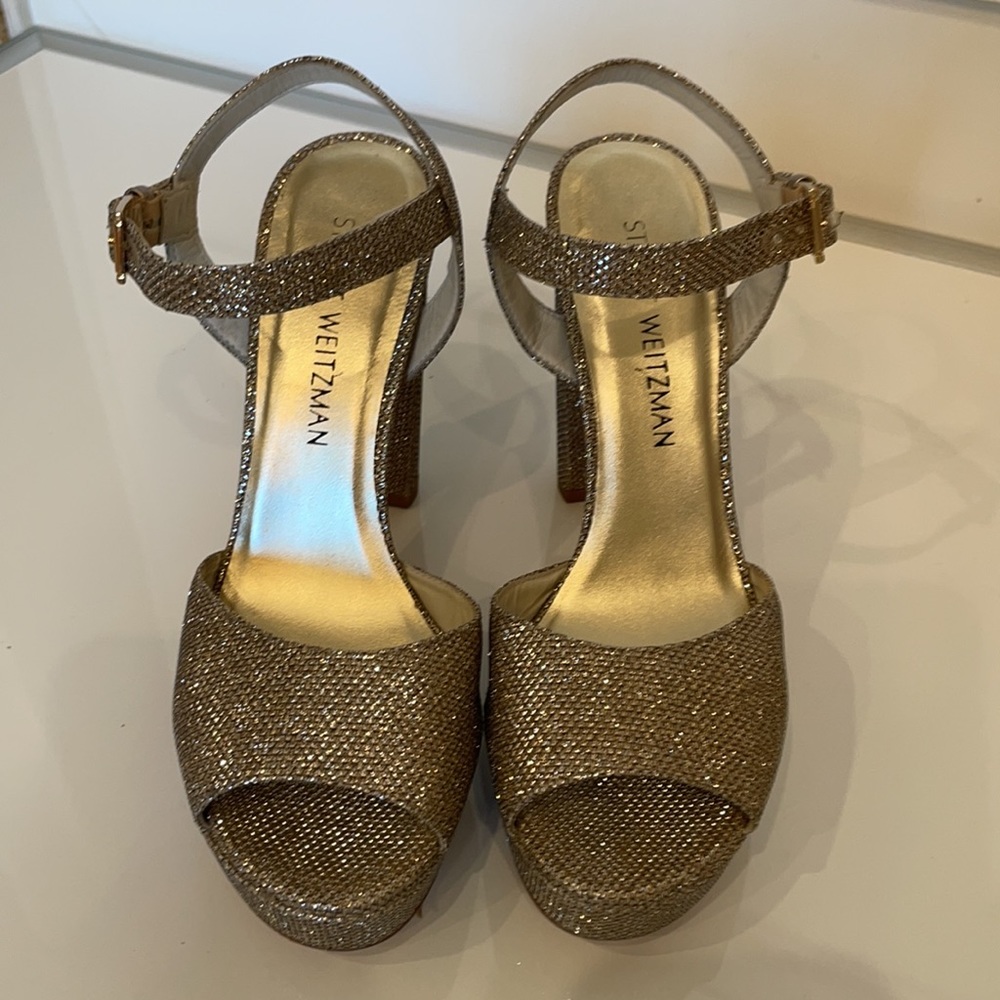 Stuart Weizmann Champagne Platforms 7.5 - image 4